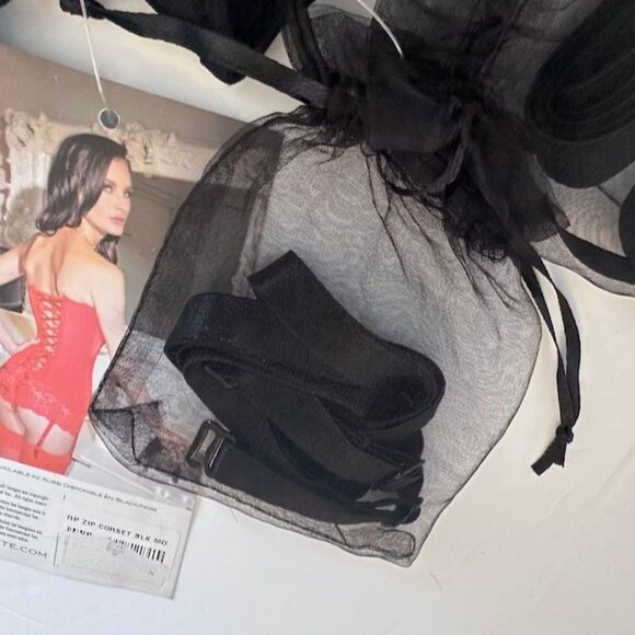 NWT Coquette Black Corset Top With Front Zip & Lace-Up Back Size M - Picture 7 of 10